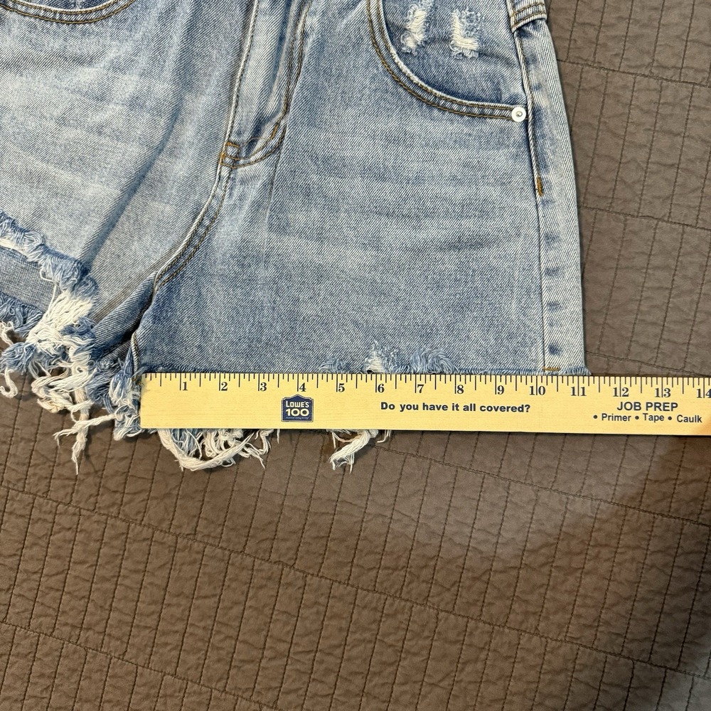 Princess Polly Denim Shorts Women 4 Blue Distressed Raw Hem Casual Summer Jorts - Picture 11 of 12